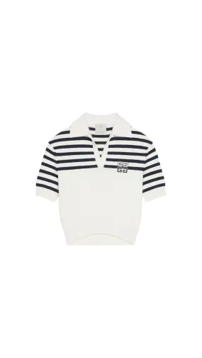 4g Striped Polo Sweater - White