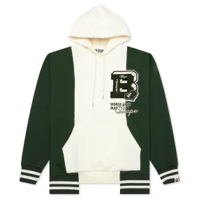 Badges Color Blocking Pullover Hoodie - Ivory