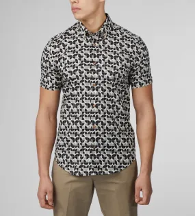 Ben Sherman Short Sleeve Linear Print Shirt Black