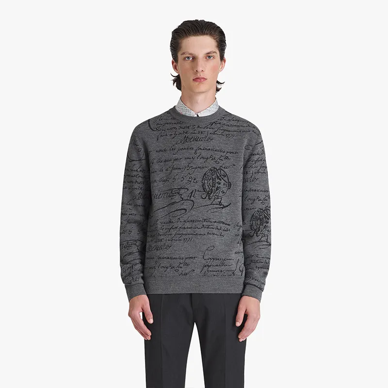 Berluti  |Wool Jacquard Scritto Sweater