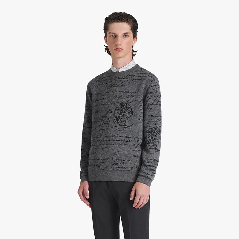 Berluti  |Wool Jacquard Scritto Sweater