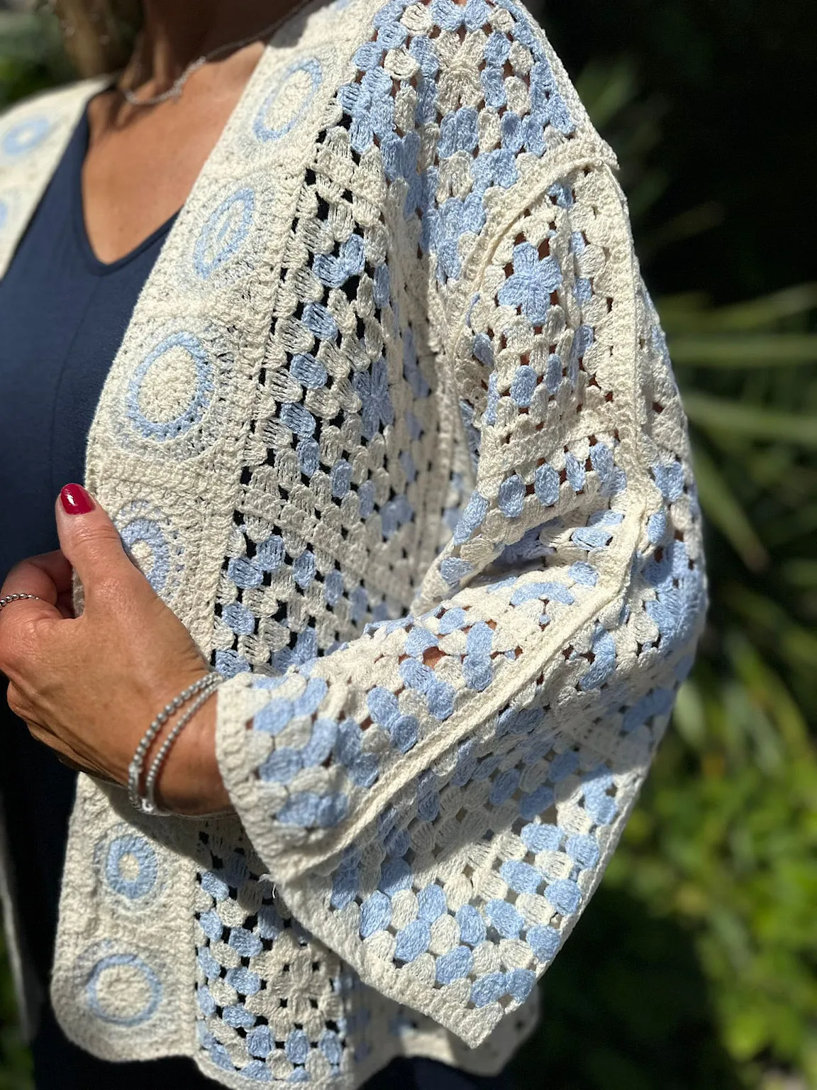 Blue Patchwork Crochet Jacket Holly