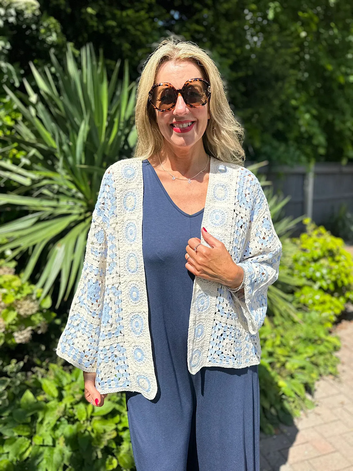 Blue Patchwork Crochet Jacket Holly