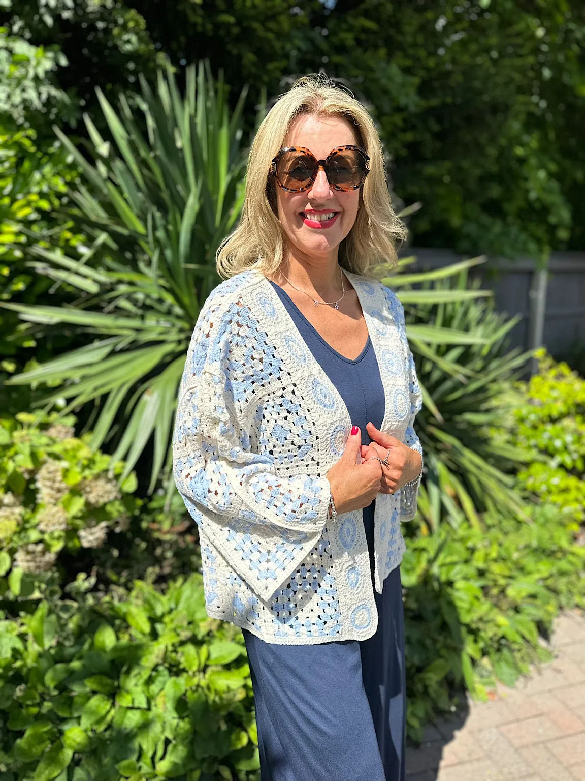 Blue Patchwork Crochet Jacket Holly