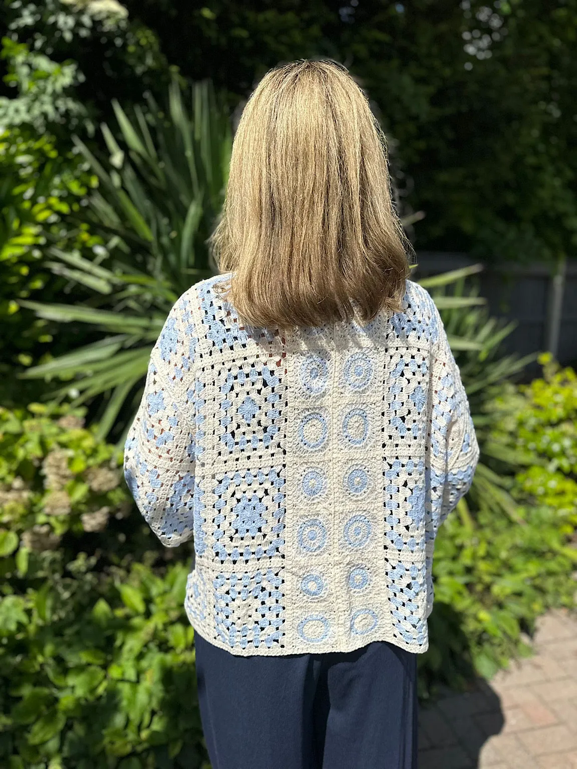 Blue Patchwork Crochet Jacket Holly