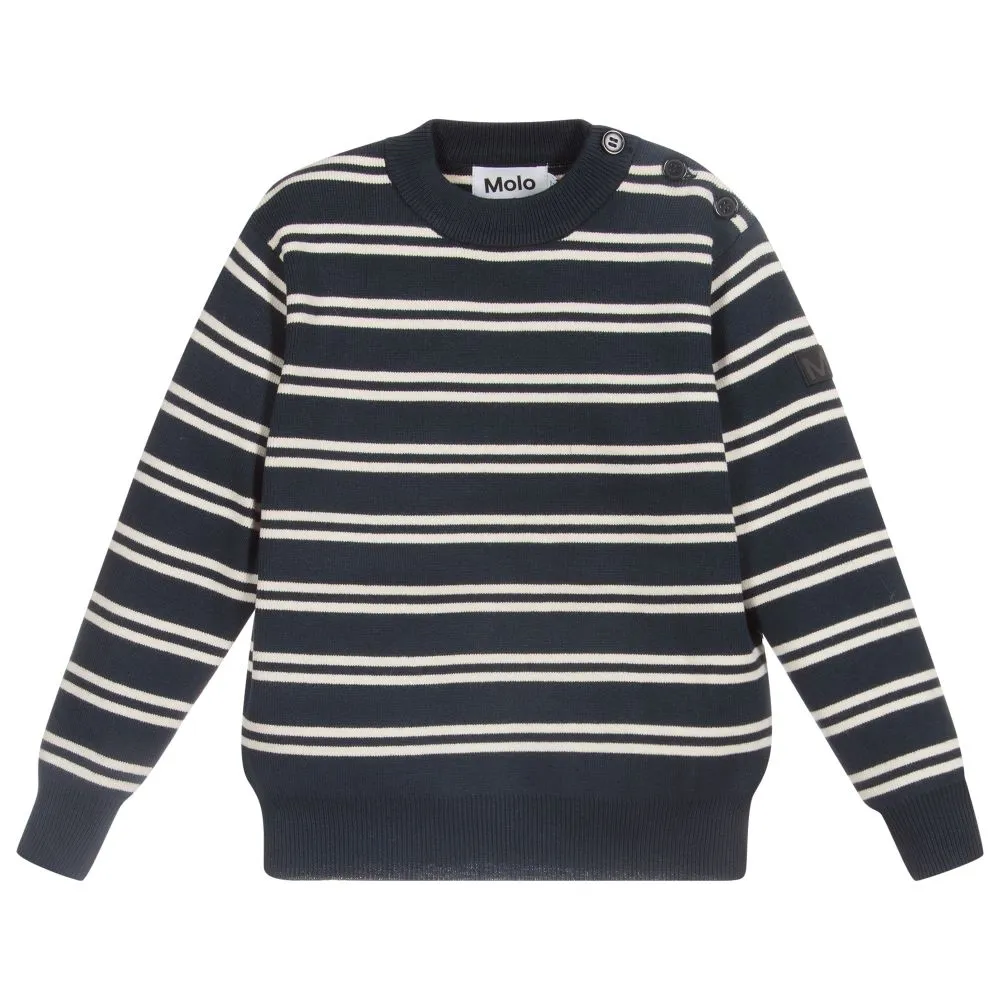 Blue Striped Cotton Sweater