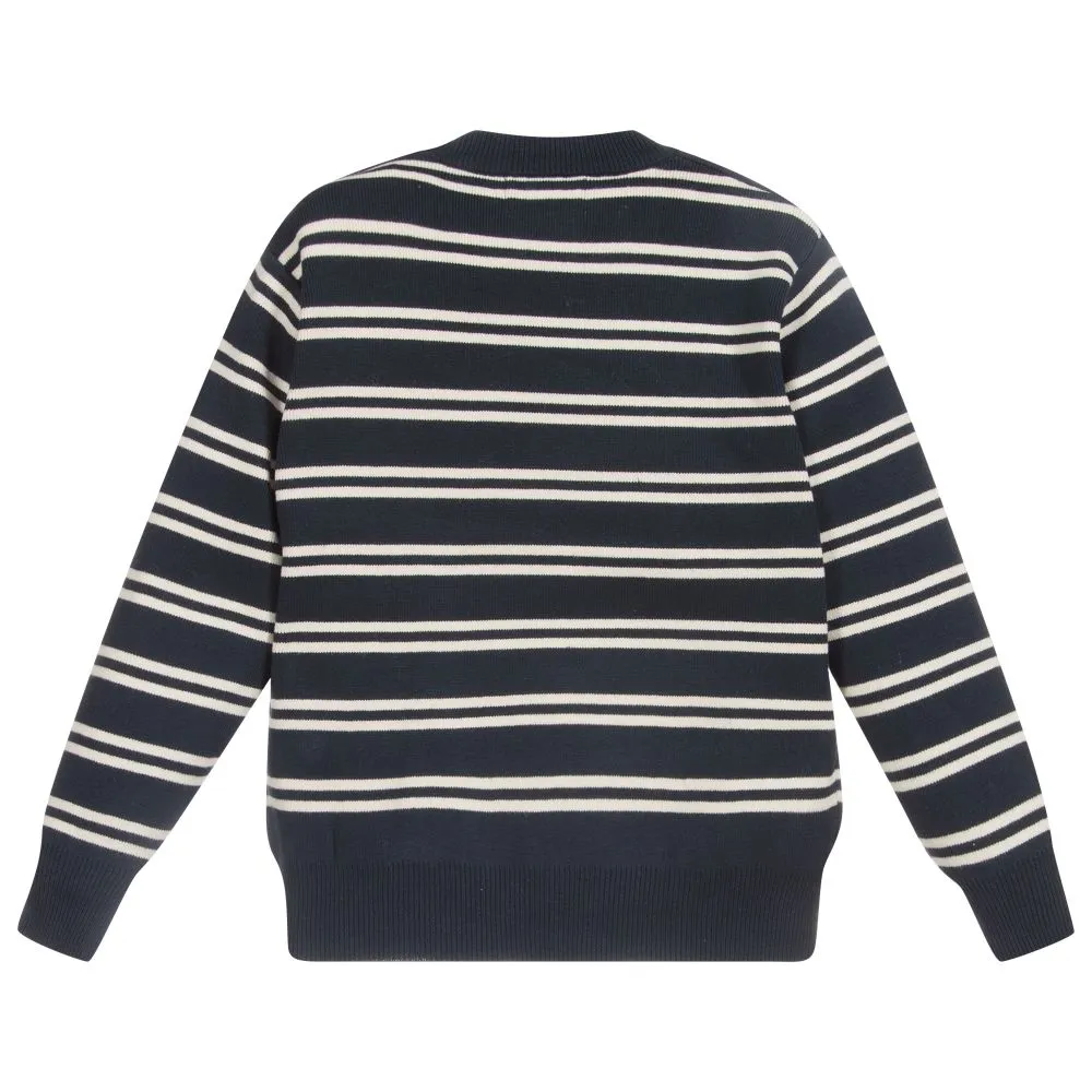 Blue Striped Cotton Sweater