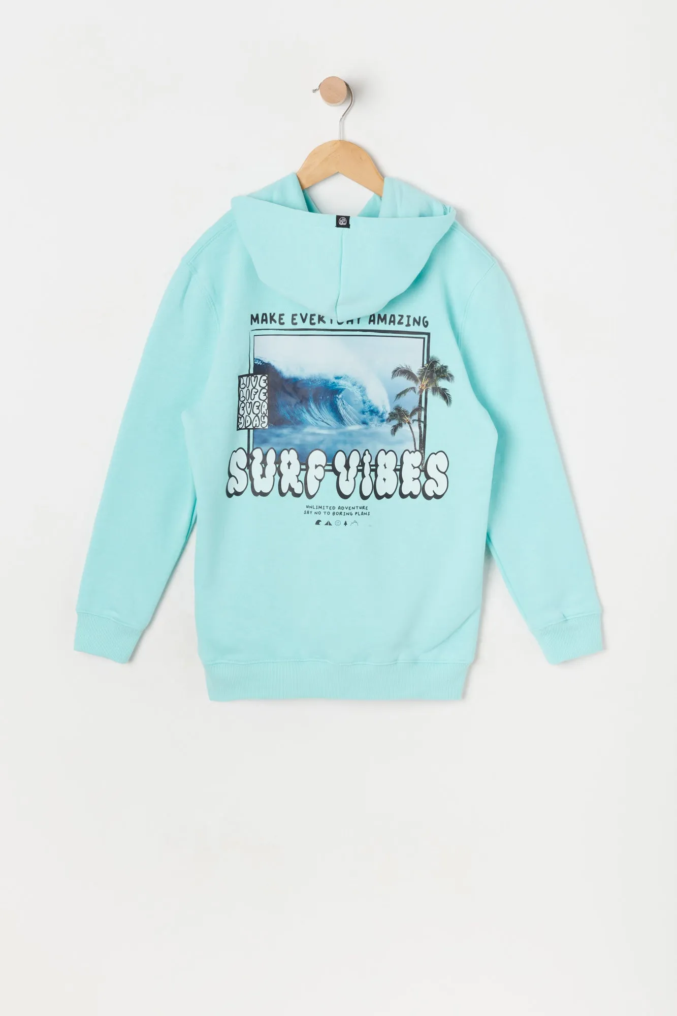 Boys Surf Vibes Photo Graphic Fleece Hoodie