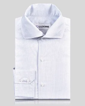 Brembana White Blue Graph Checks Shirt