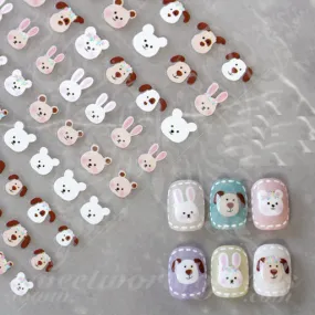 Bunny Dog Nail Art Stickers