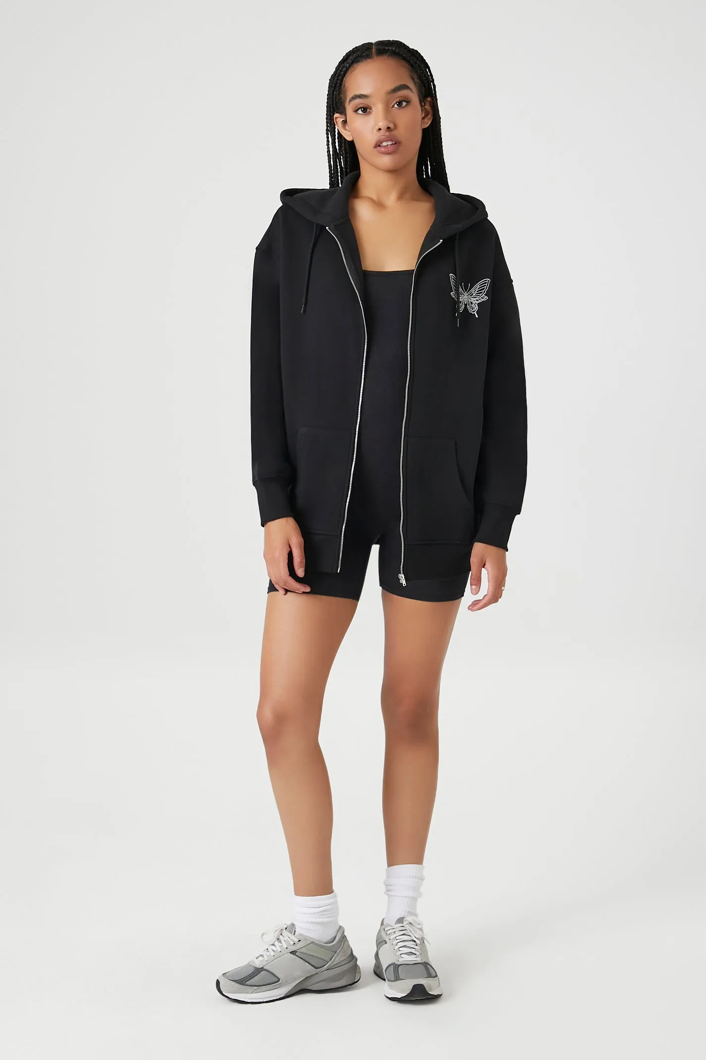 Butterfly Graphic Fleece Zip-Up Hoodie