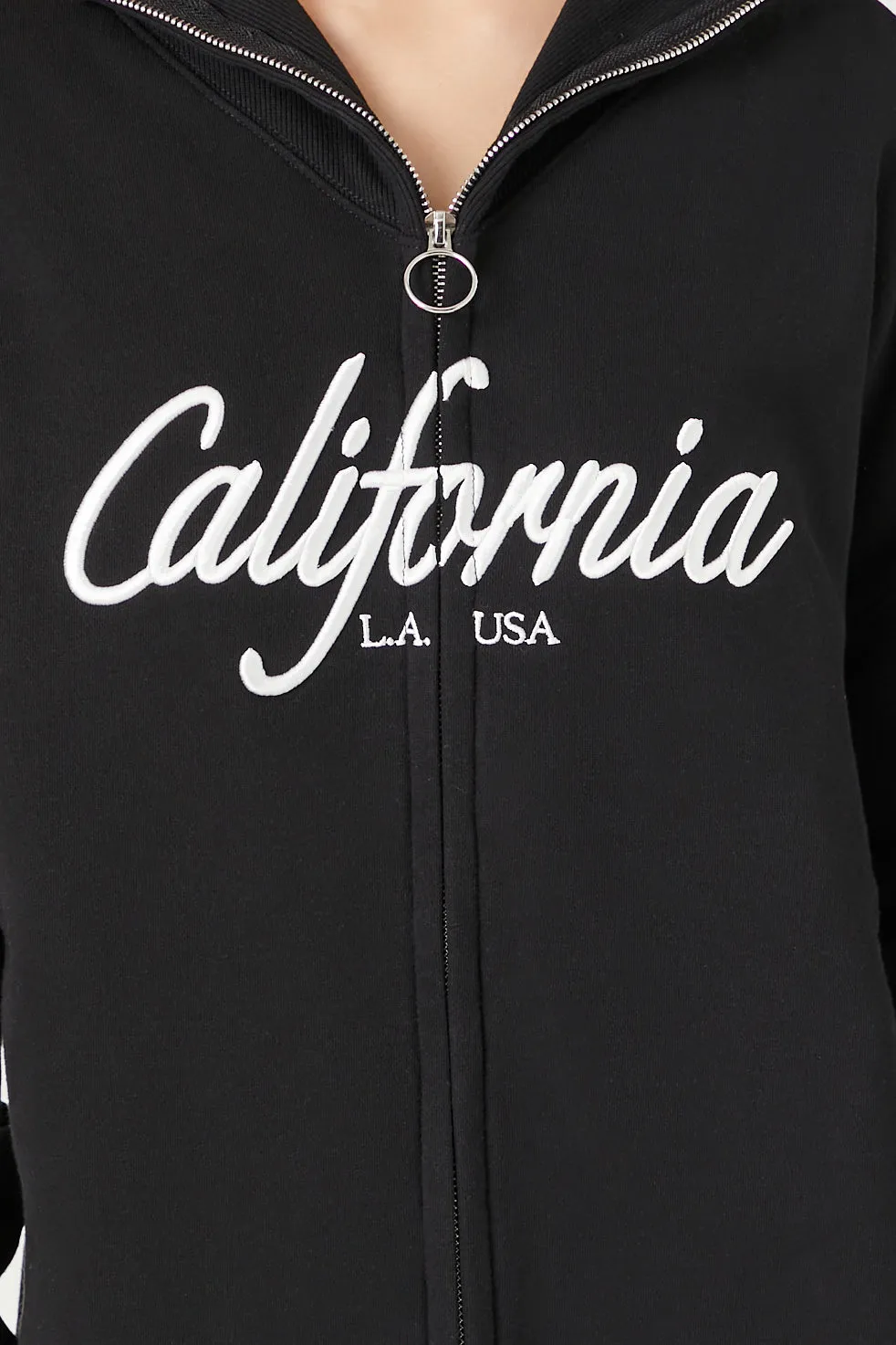 California Embroidered Fleece Zip-Up Hoodie