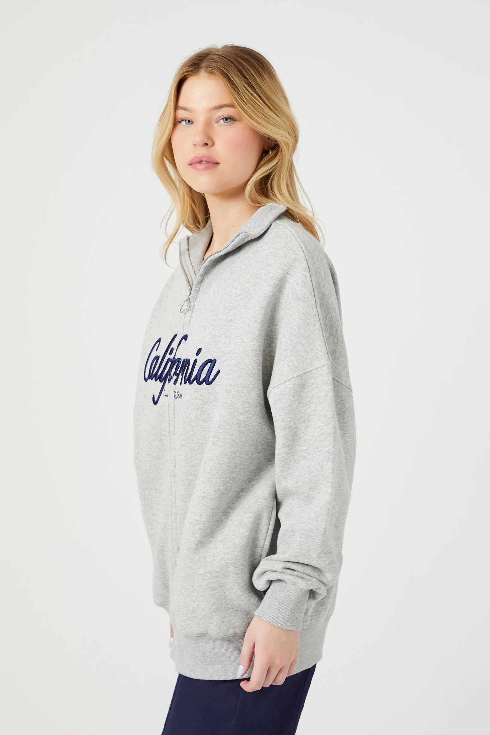 California Embroidered Fleece Zip-Up Hoodie