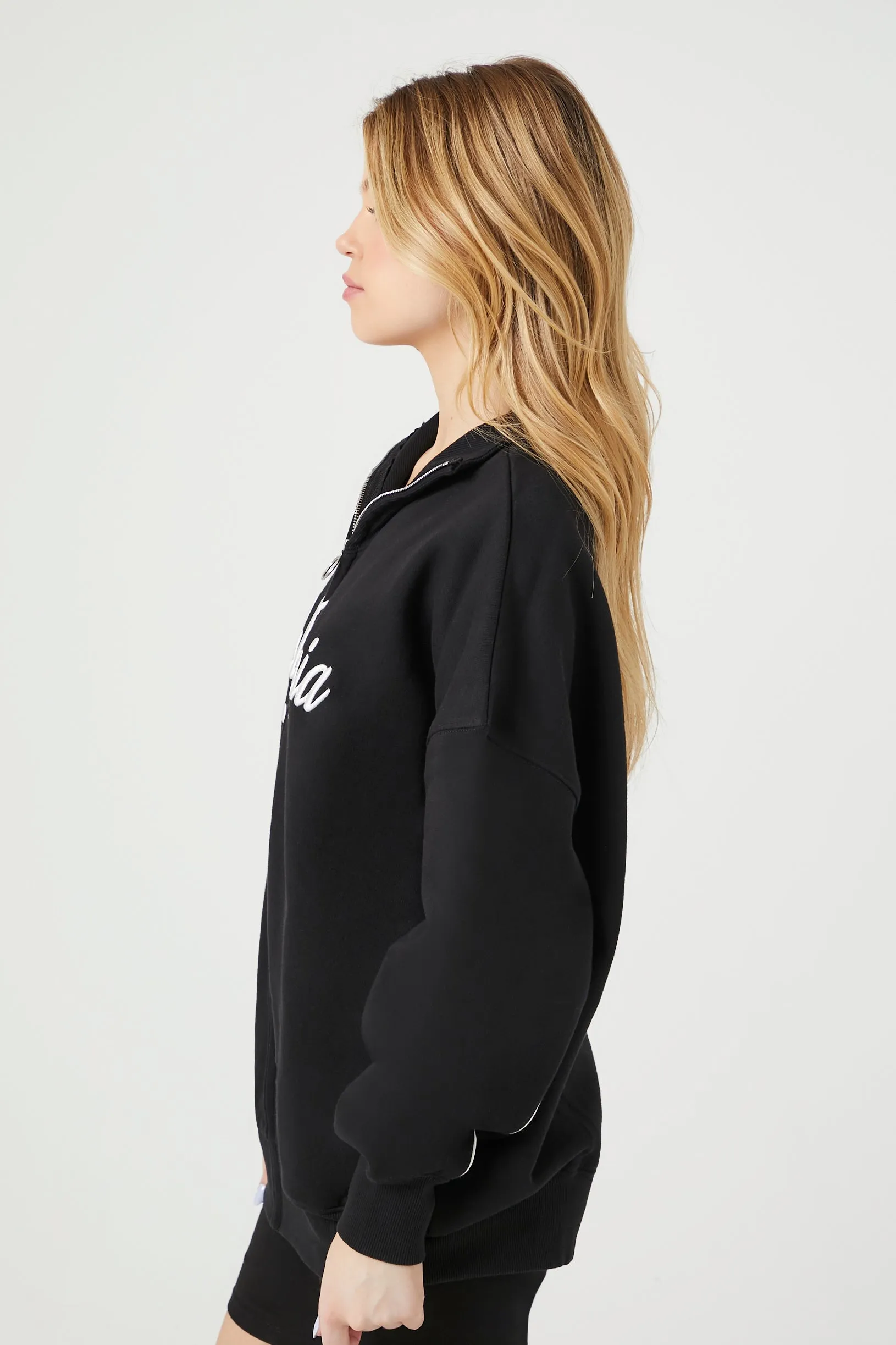 California Embroidered Fleece Zip-Up Hoodie