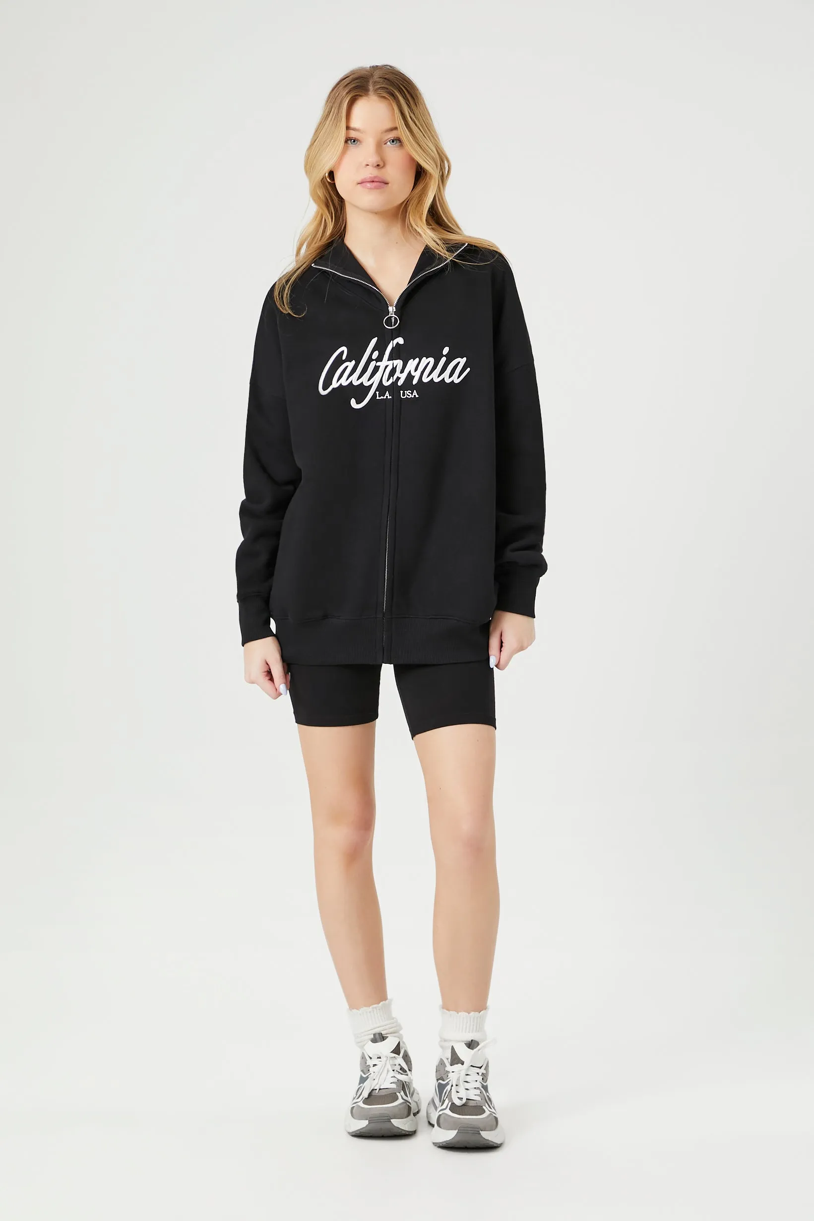 California Embroidered Fleece Zip-Up Hoodie