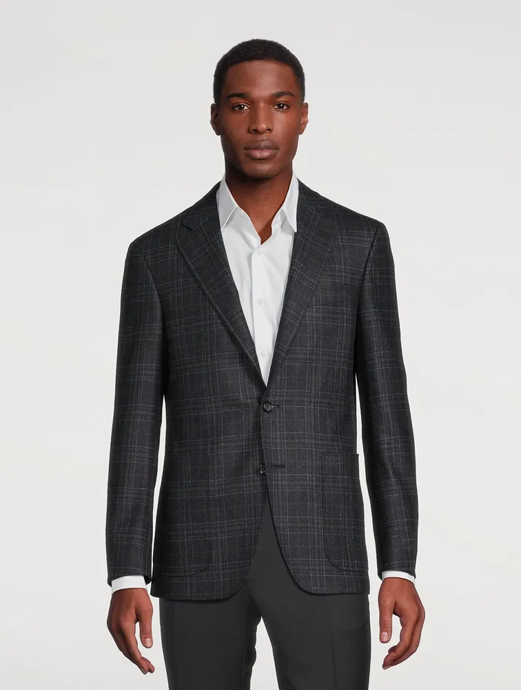 CANALI Wool Jacket Check Print