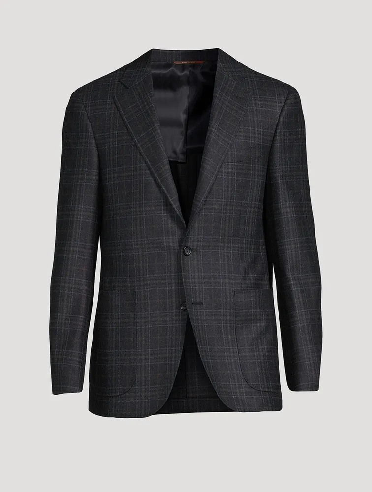 CANALI Wool Jacket Check Print