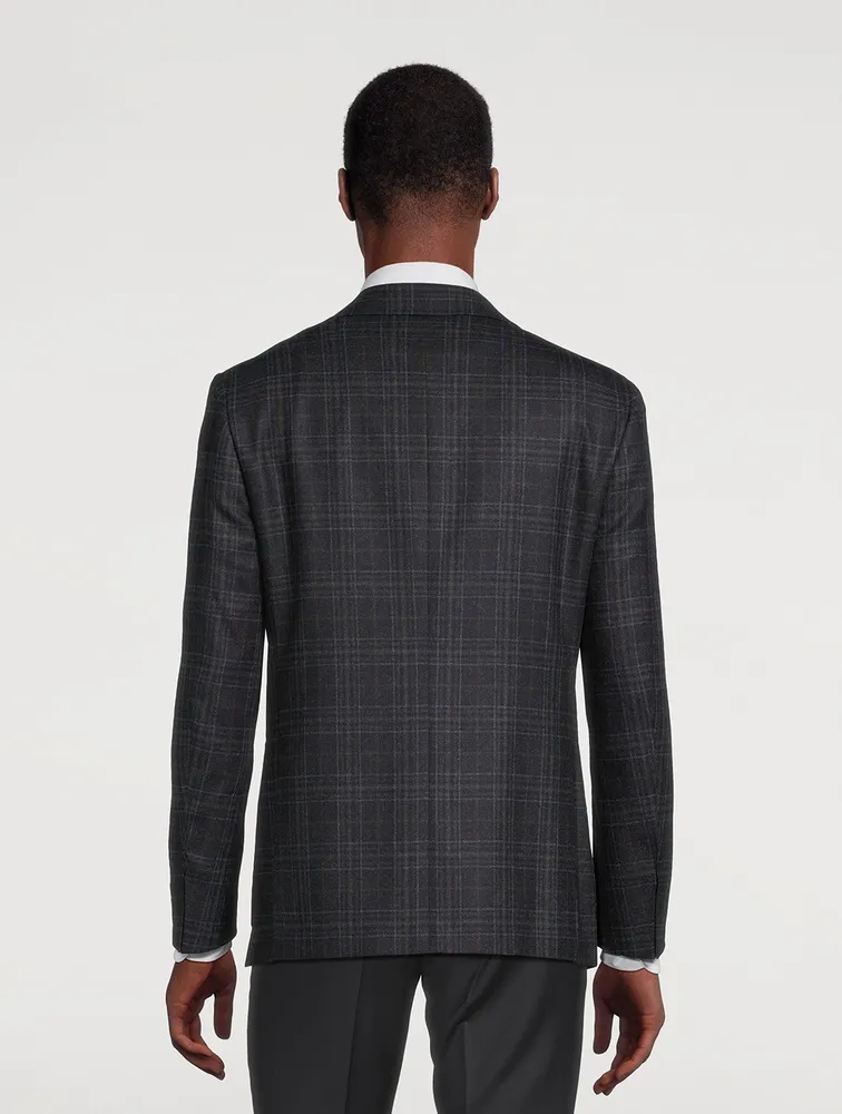 CANALI Wool Jacket Check Print