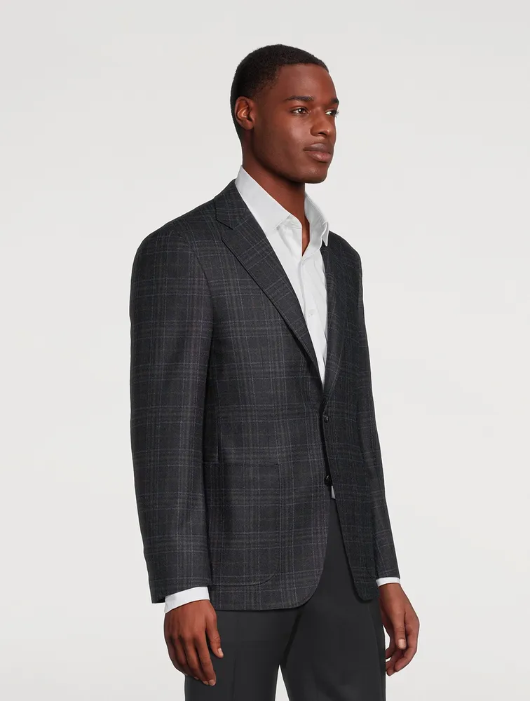 CANALI Wool Jacket Check Print