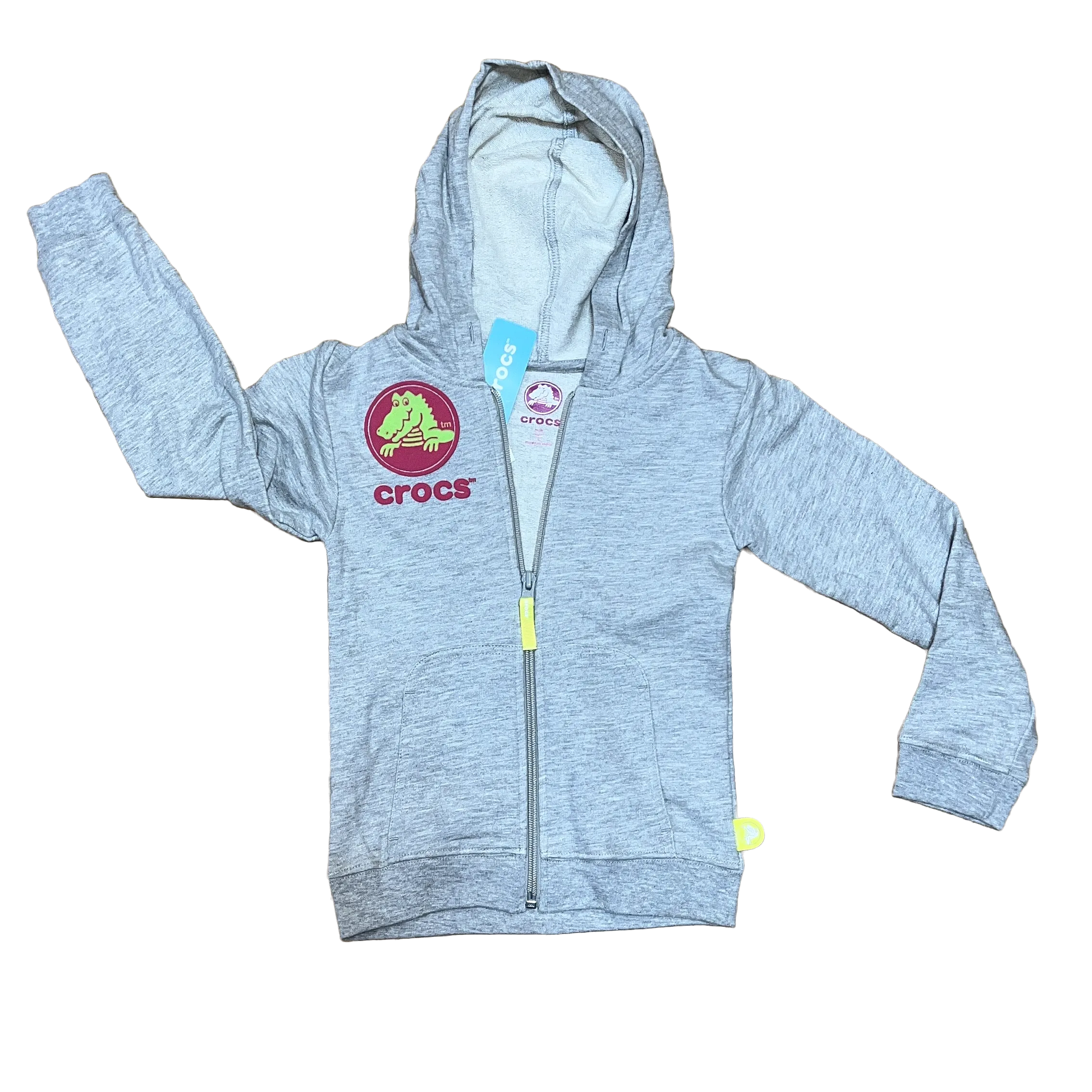 Children's Crocs Logo French Terry Full-Zip  Hoodie - Size 5  Grey heather