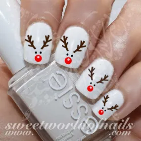 Christmas Nail Art Reindeer Nail Water Decals