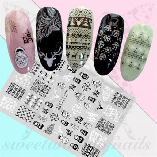 Christmas Nails Matryoshka doll Nail Stickers