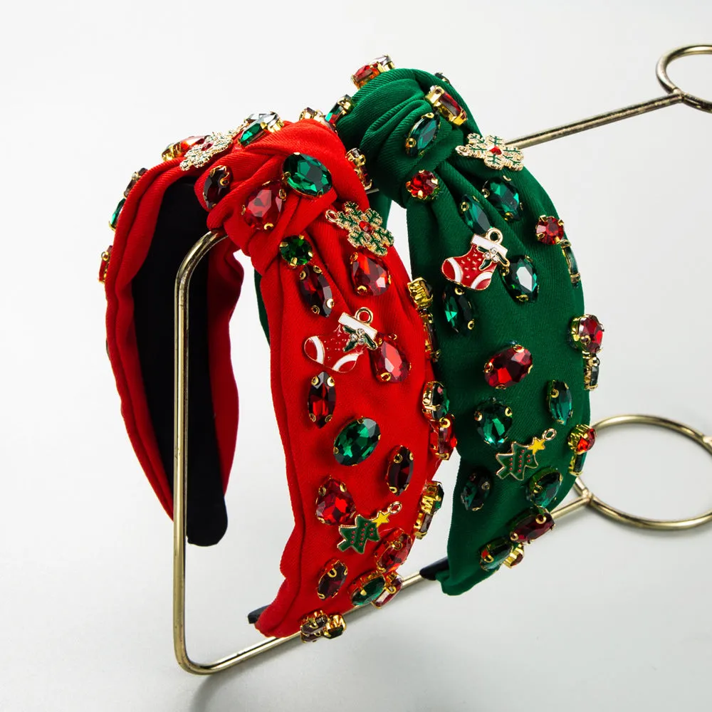 Clara Christmas Designer Headband in Green