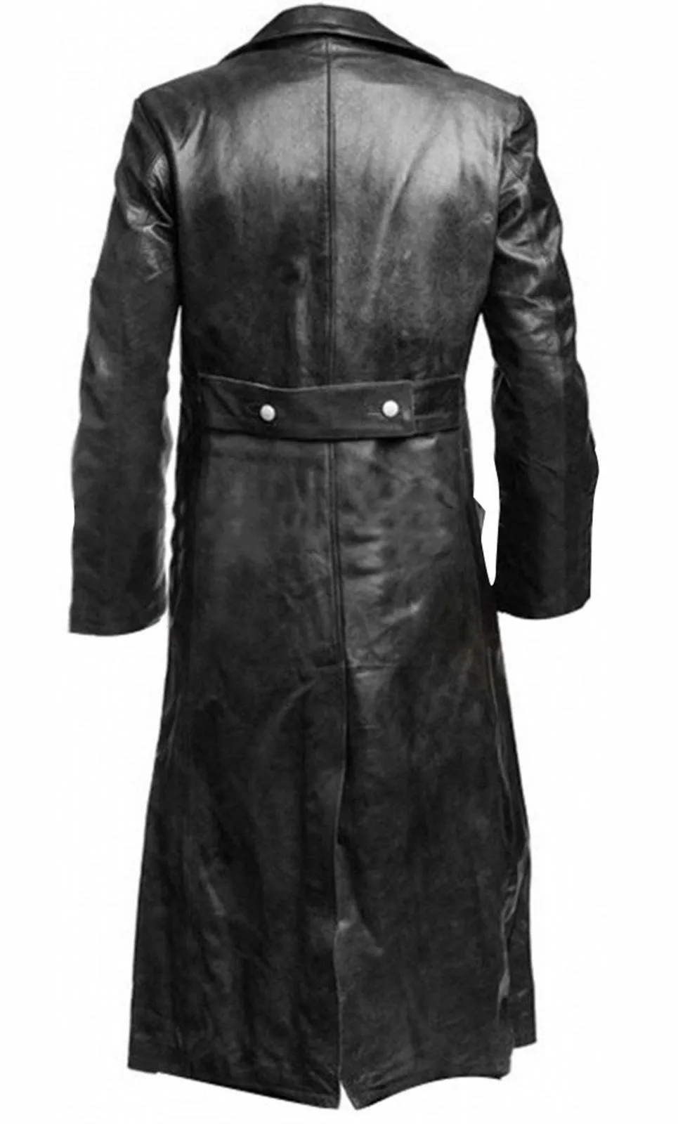 Classic Black Leather Trench Coat: The Perfect Military Uniform Officer Look