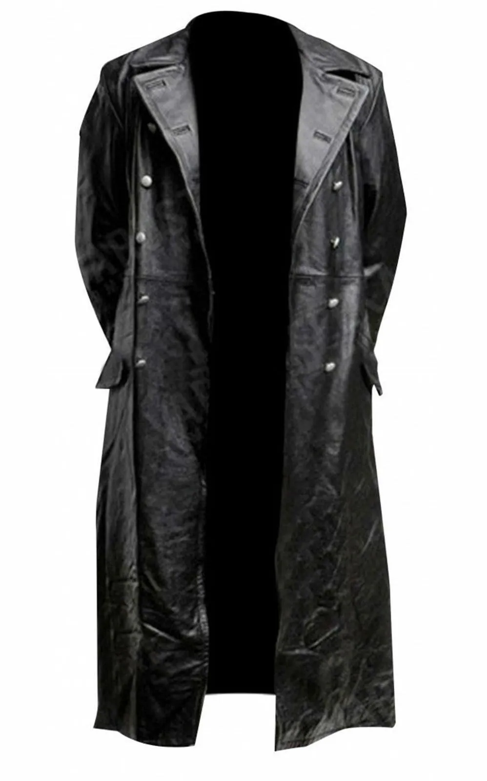 Classic Black Leather Trench Coat: The Perfect Military Uniform Officer Look