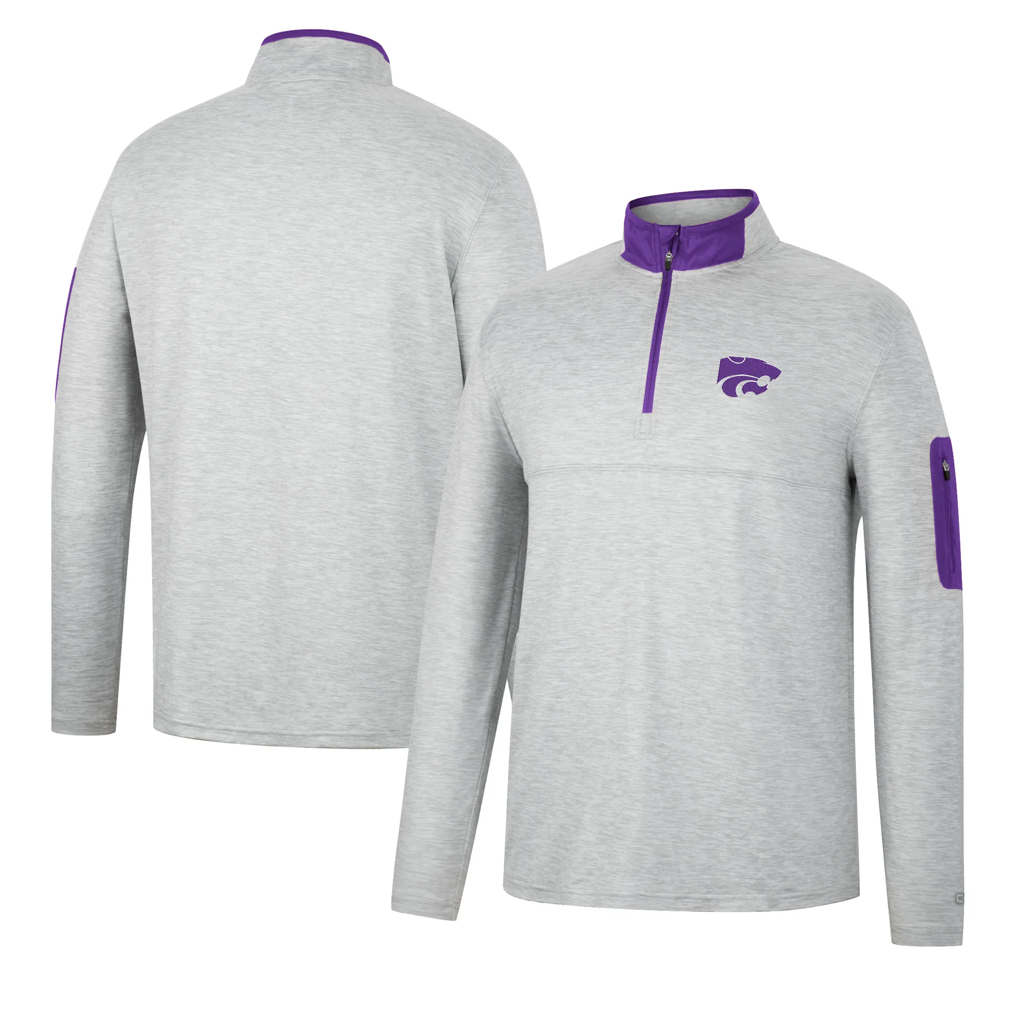 Colosseum Kansas State Wildcats Heathered Gray/Purple Country Club Windshirt Quarter-Zip Jacket