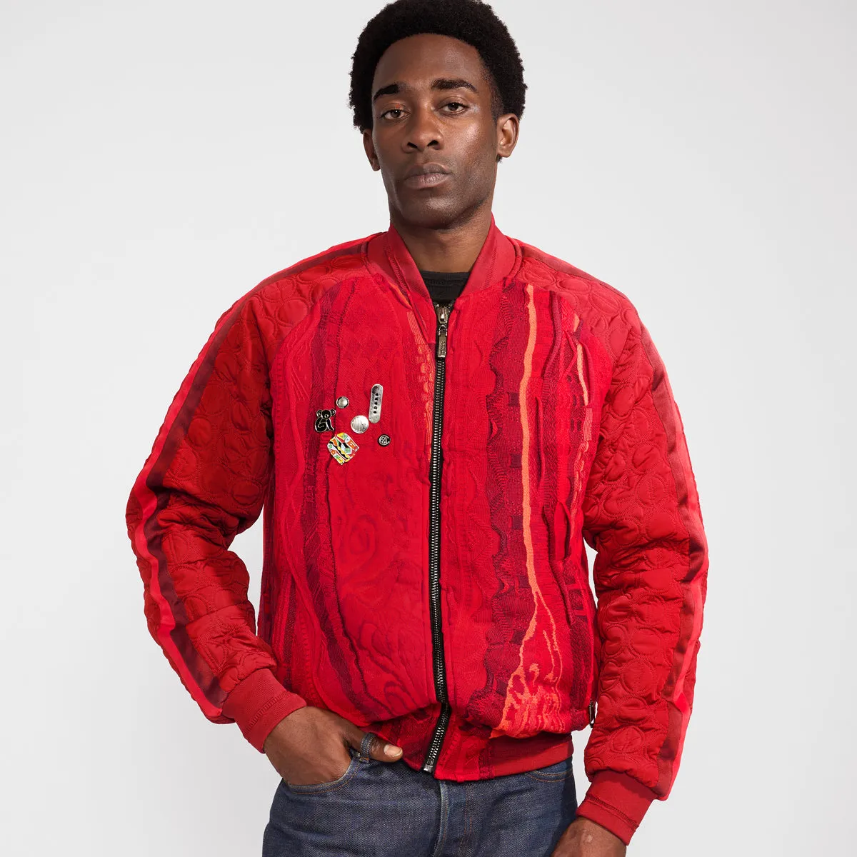 COOGI Sweater Patched Jacket - Red