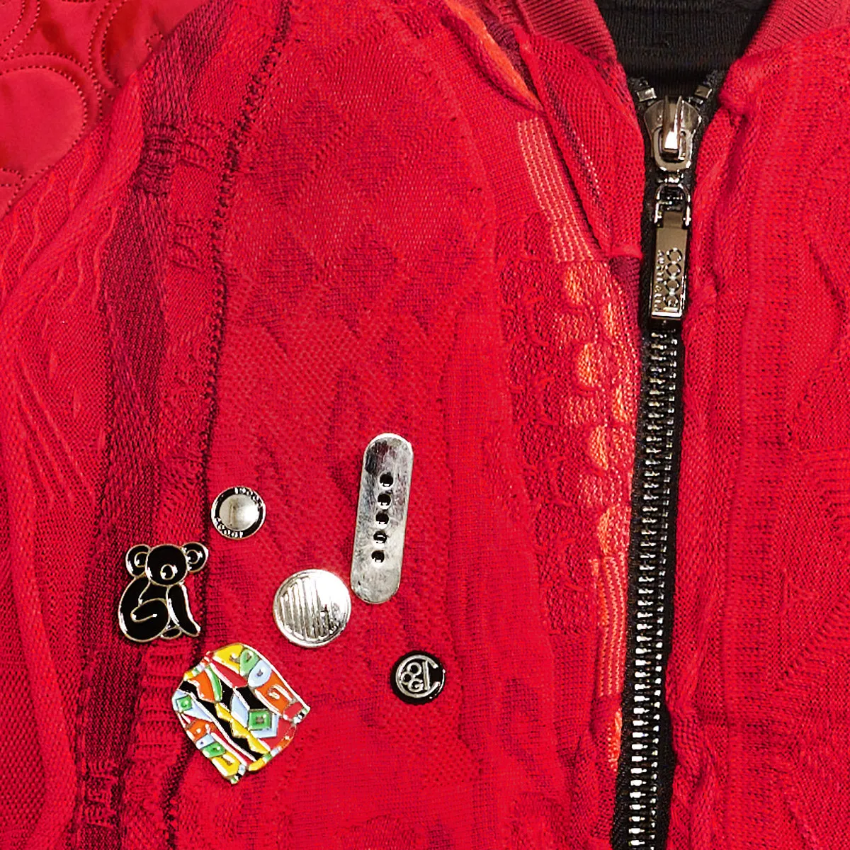 COOGI Sweater Patched Jacket - Red