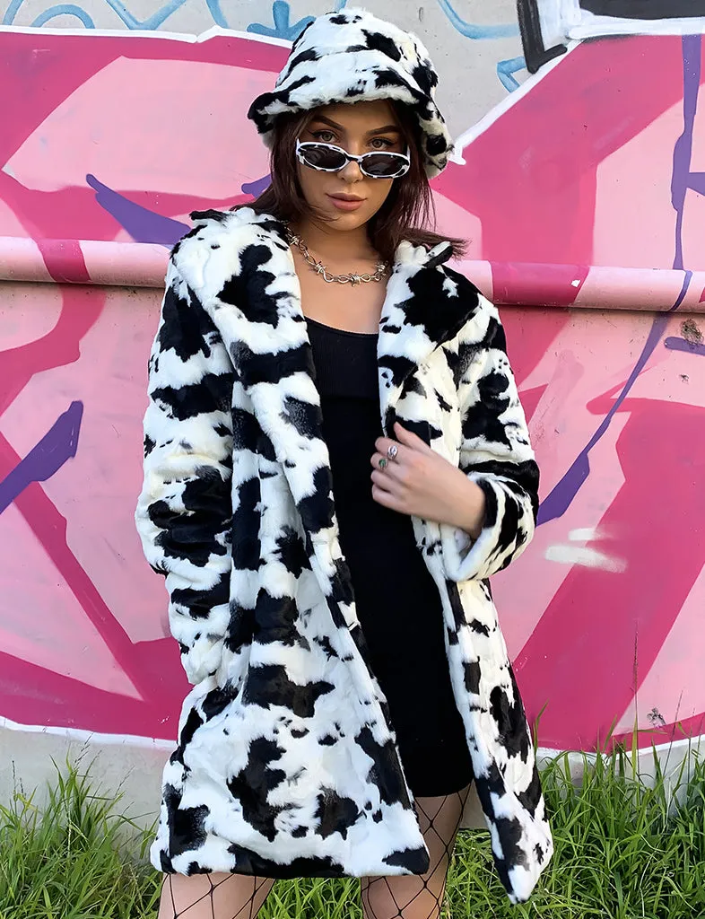 COW PRINT FAUX FUR JACKET  MADE 4 U 