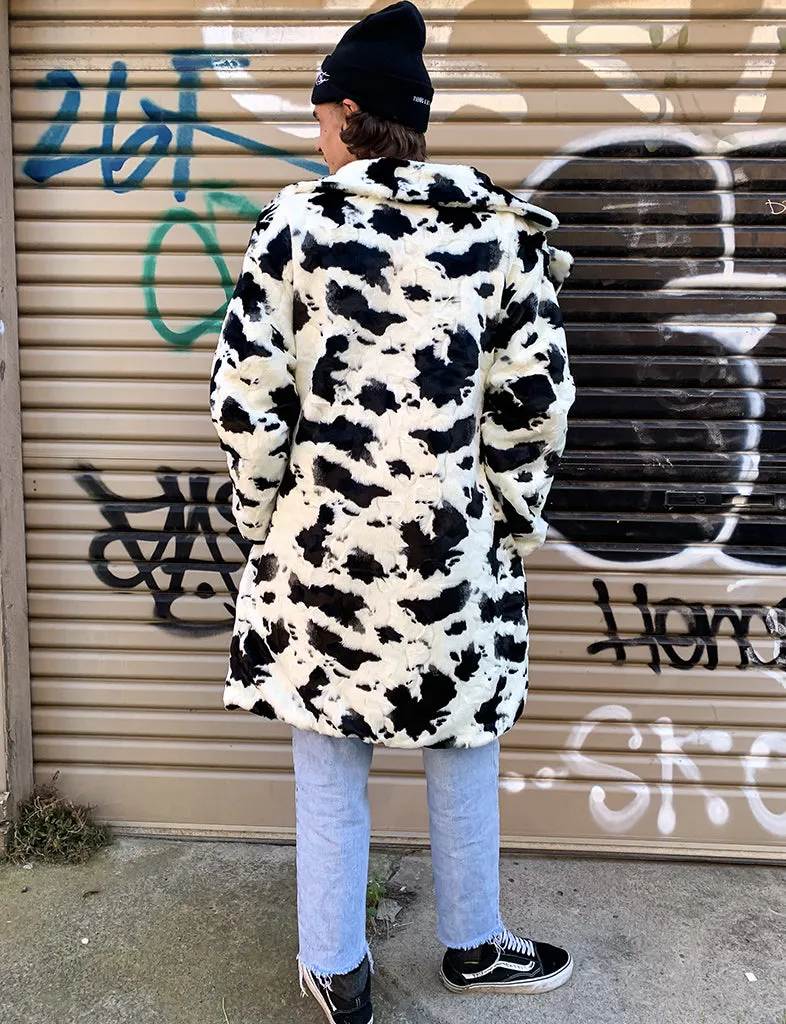 COW PRINT FAUX FUR JACKET  MADE 4 U 