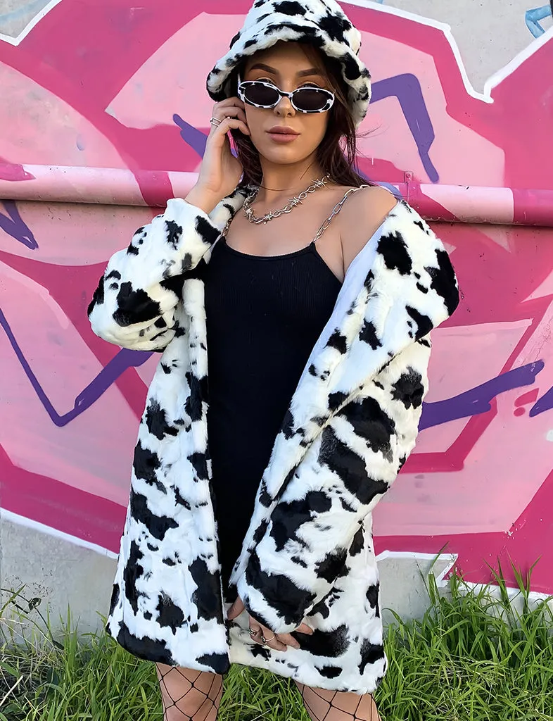 COW PRINT FAUX FUR JACKET  MADE 4 U 