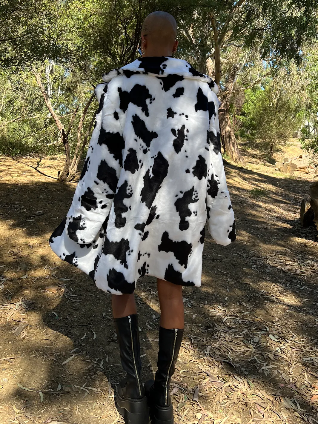 COW PRINT FAUX FUR JACKET  MADE 4 U 