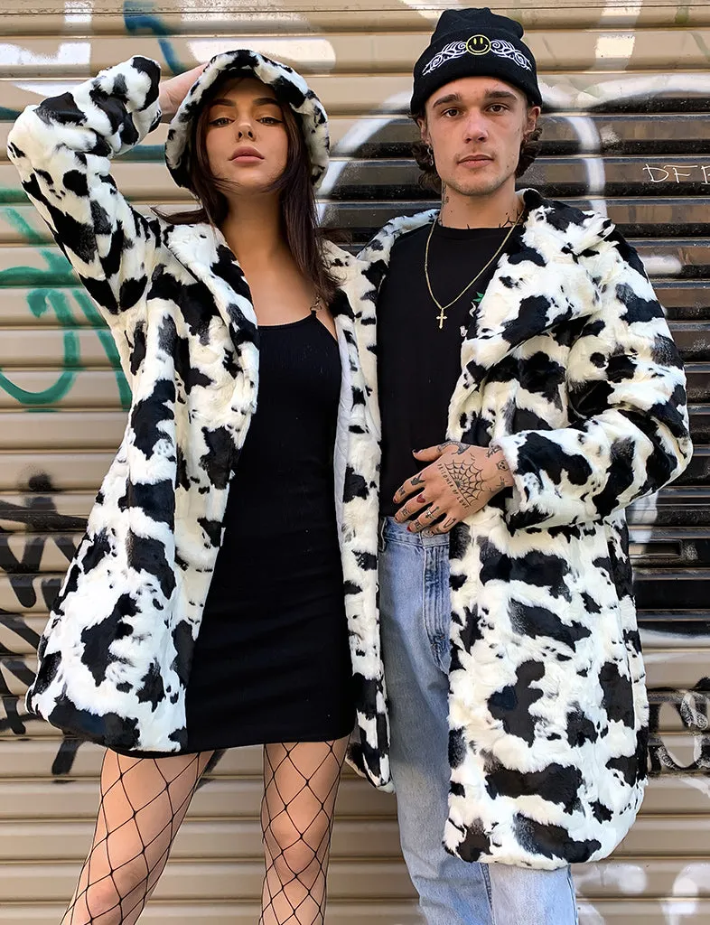 COW PRINT FAUX FUR JACKET  MADE 4 U 