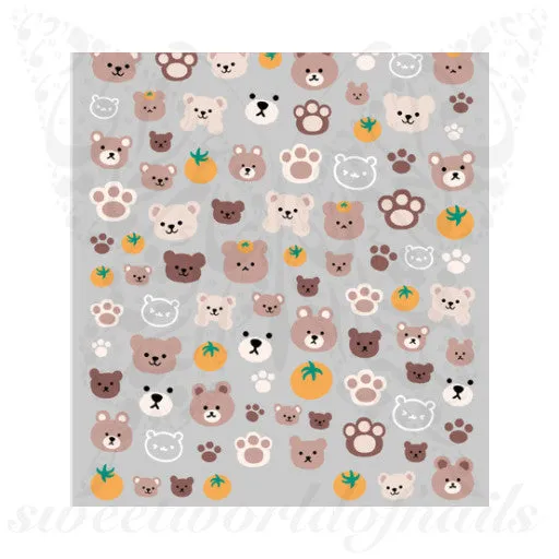 Cute Bear Nail Art Stickers