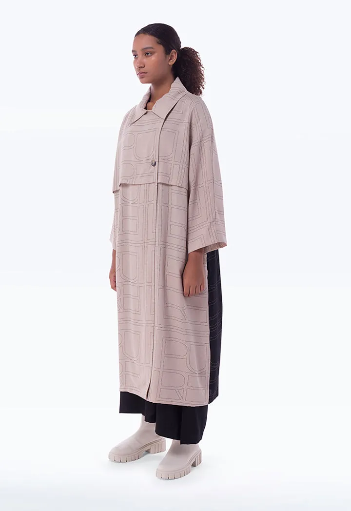 Dash Patterned Two Tone Maxi Coat