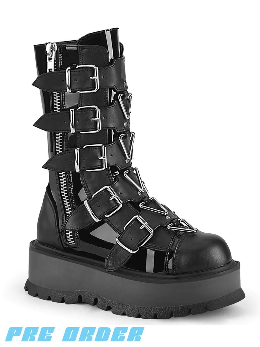 DEMONIA SLACKER-160 - BLACK PATENT  PRE ORDER 