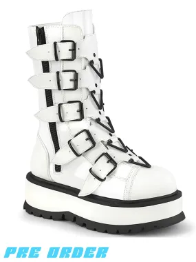 DEMONIA SLACKER-160 - WHITE PATENT  PRE ORDER 