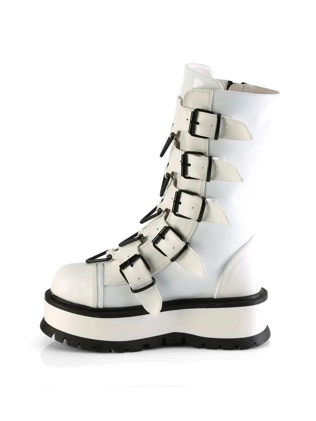 DEMONIA SLACKER-160 - WHITE PATENT  PRE ORDER 