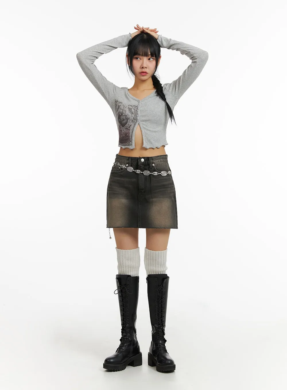 Denim High Waist Mini Skirt CJ412