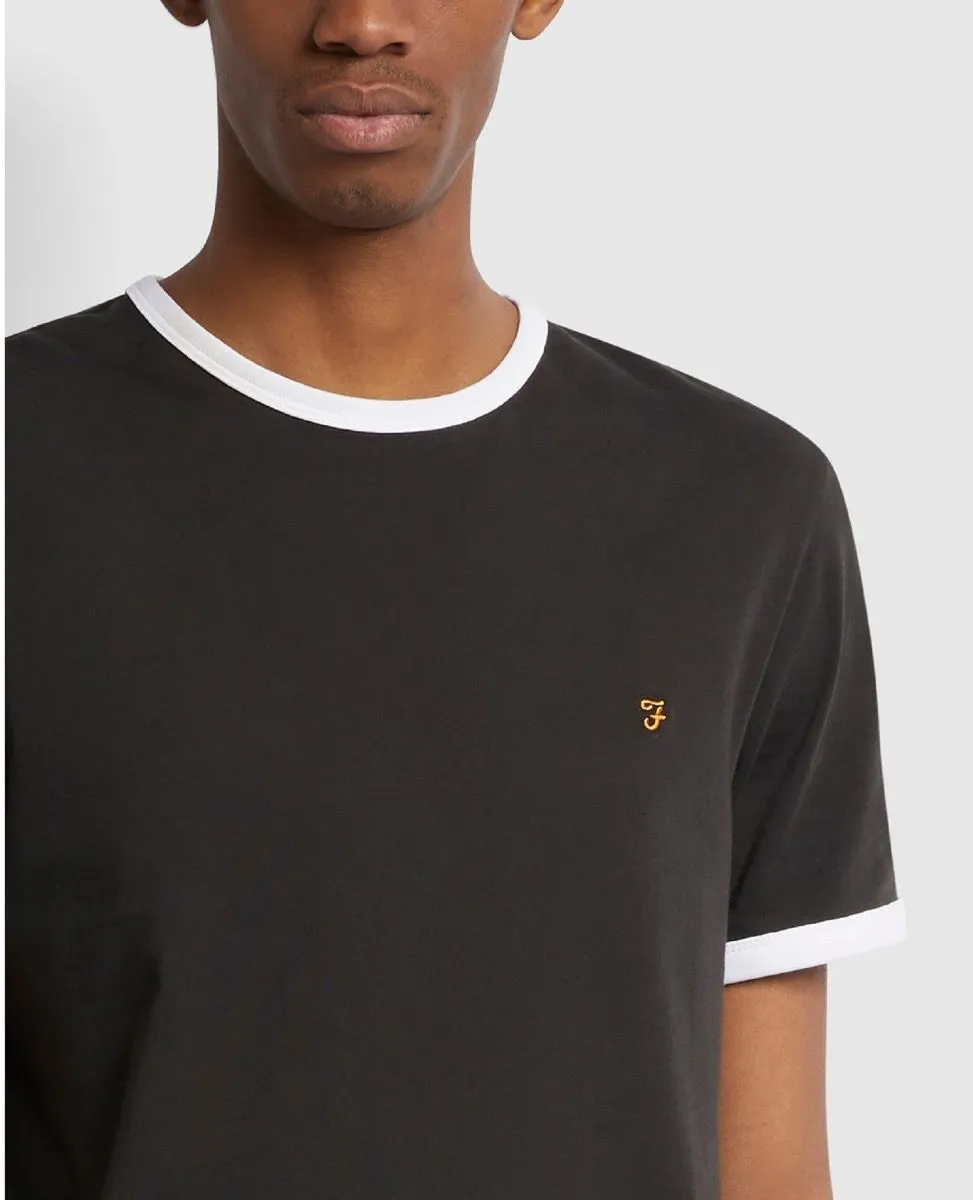 Farah Groves Ringer Crew Neck T-Shirt Black