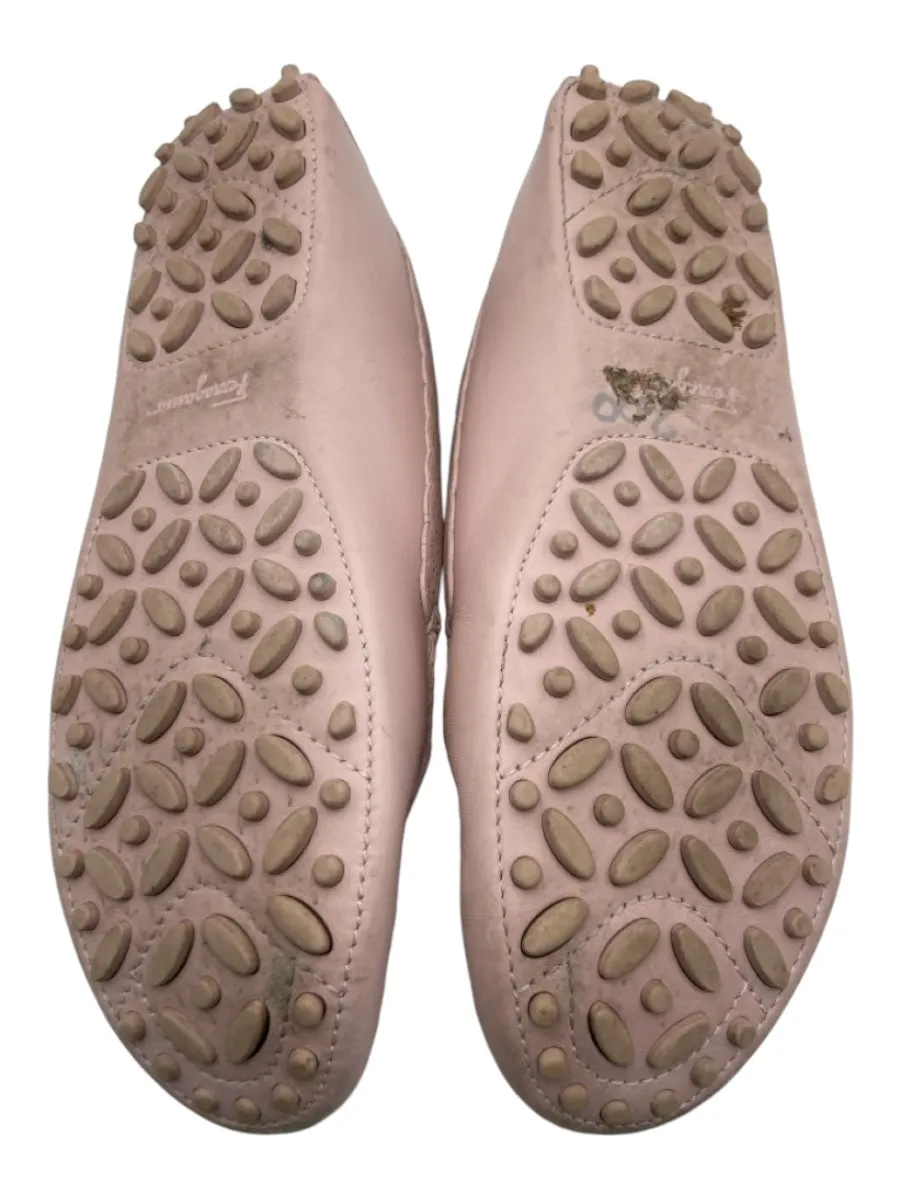 Ferragamo Shoe Size 7 Light Pink Leather Perforated Logo Rounded toe Shoes