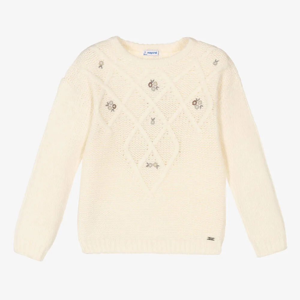 Girls Ivory Knitted Sweater