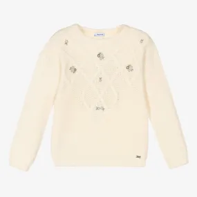 Girls Ivory Knitted Sweater