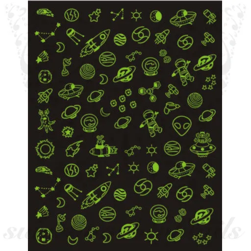 Glow in Dark Planets Astronaut Nail Stickers