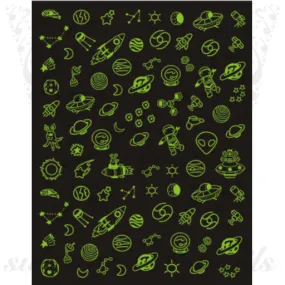 Glow in Dark Planets Astronaut Nail Stickers