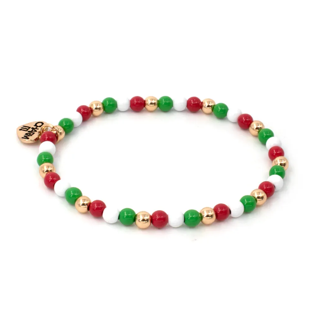 Gold Christmas Stretch Bead Bracelet